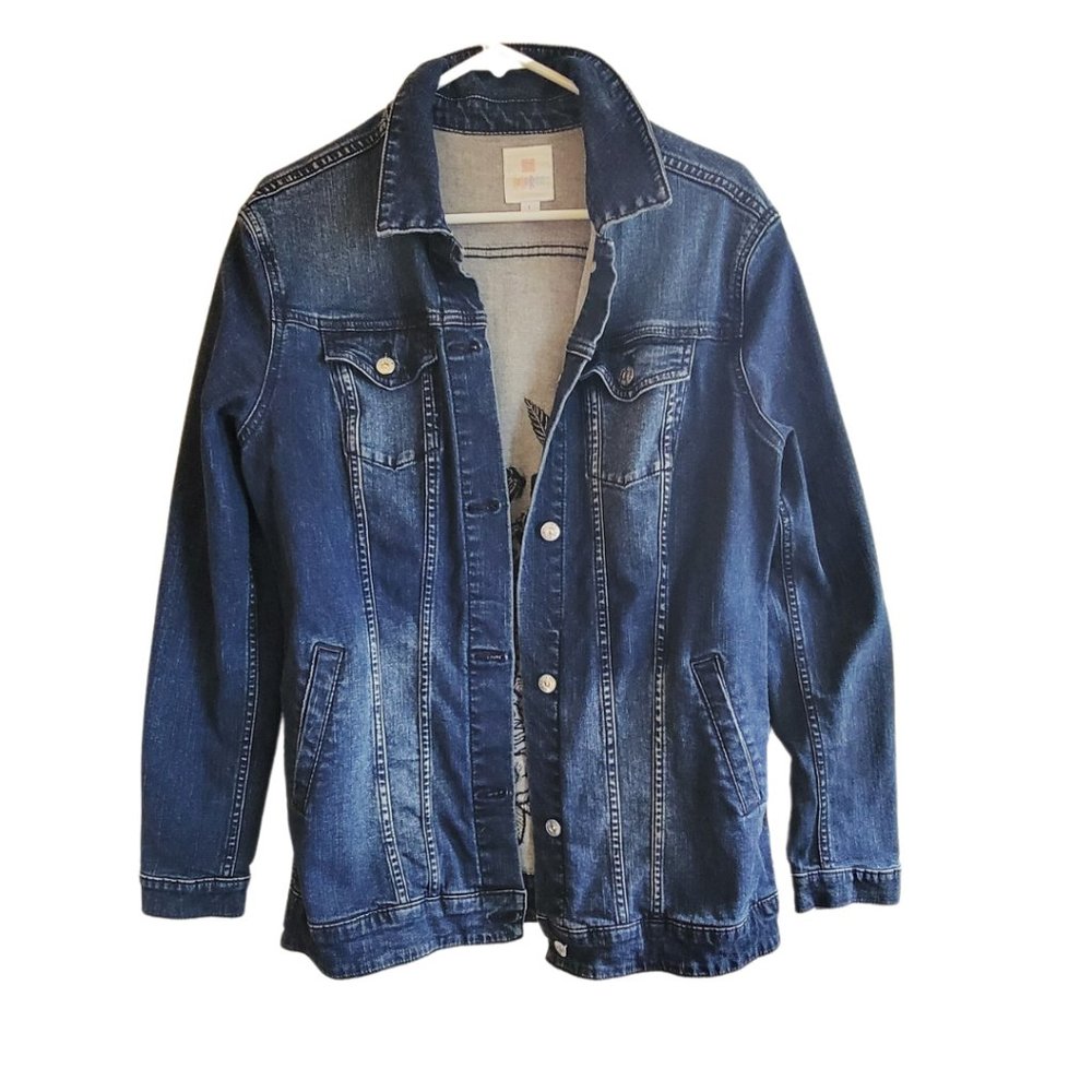 Black Rose Embroidered Jean Jacket